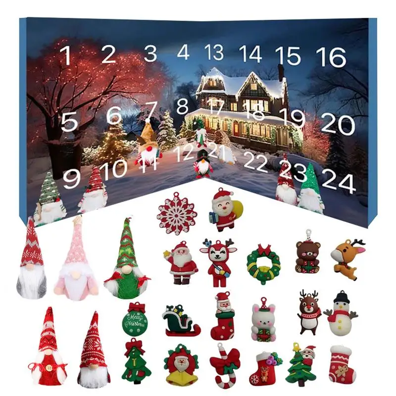 

2024Christmas Gnome Advent Calendar adorable and colourful plush Countdown Calendar fashionable festival supplies for christmas