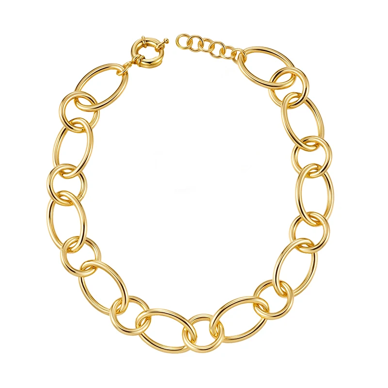 

VAROLE простой дизайн ожерелье для женщин несколько эллиптических звеньев цепочки взаимосвязанное ожерелье золотого цвета модные украшения