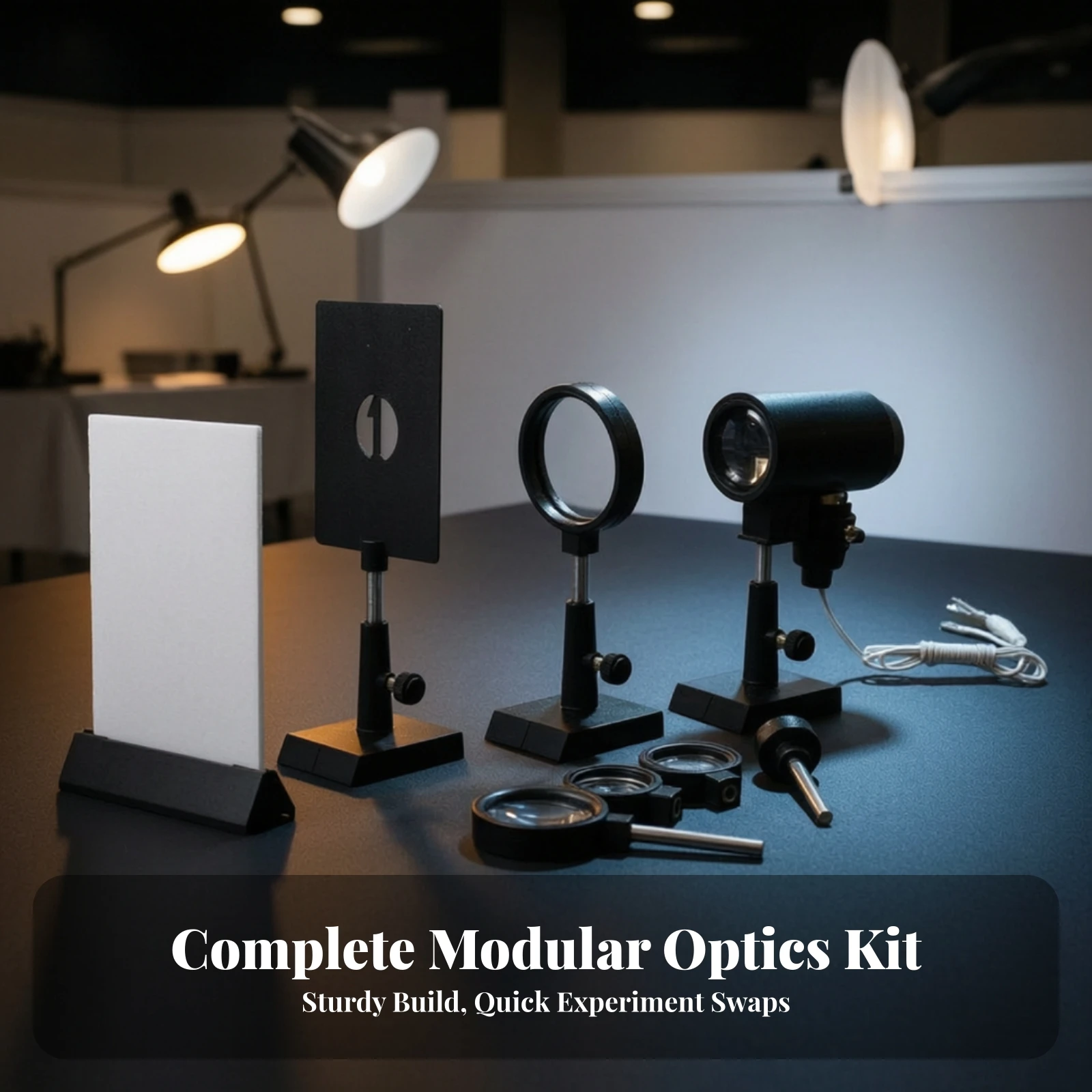 Optical Teaching Kit Interactive Optics Kit with Light Source Science Experiment Set with Lenses Multifunctional Adjustable
