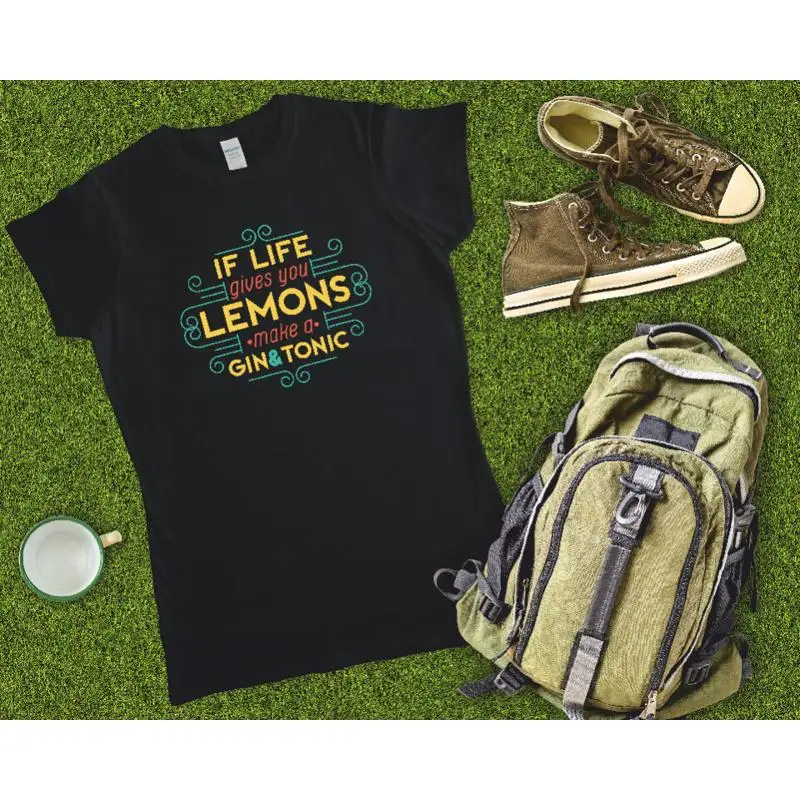 إذا أعطيتك الحياة على الليمون اصنع تي شيرت برقبة دائرية من نسيج الجن