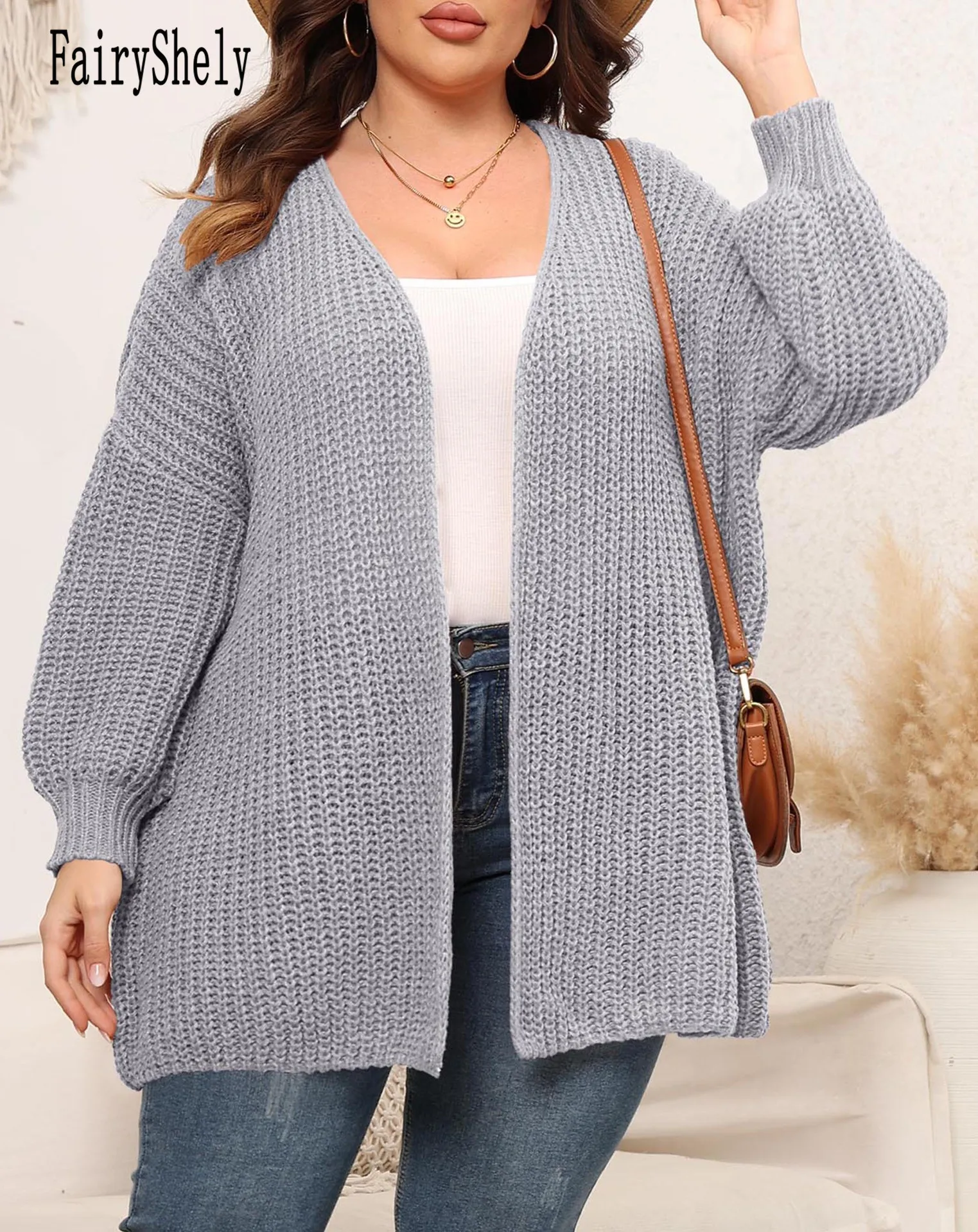 2025 Winter Long Plus Size Sweater Cardigan Women Open Front Large Cardigans Lady Casual Loose Oversize Knitted Coat Big Outwear