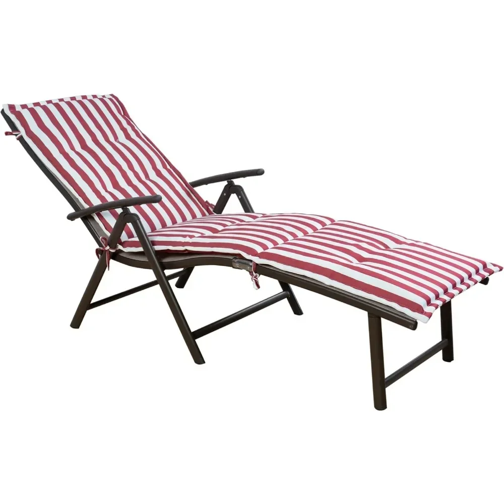 

Cozy Aluminum Reclining Lounge Chair - Perfect for Beach, Yard, Pool, Deck, Patio Outdoor Chaise Lounge with Drink Holde