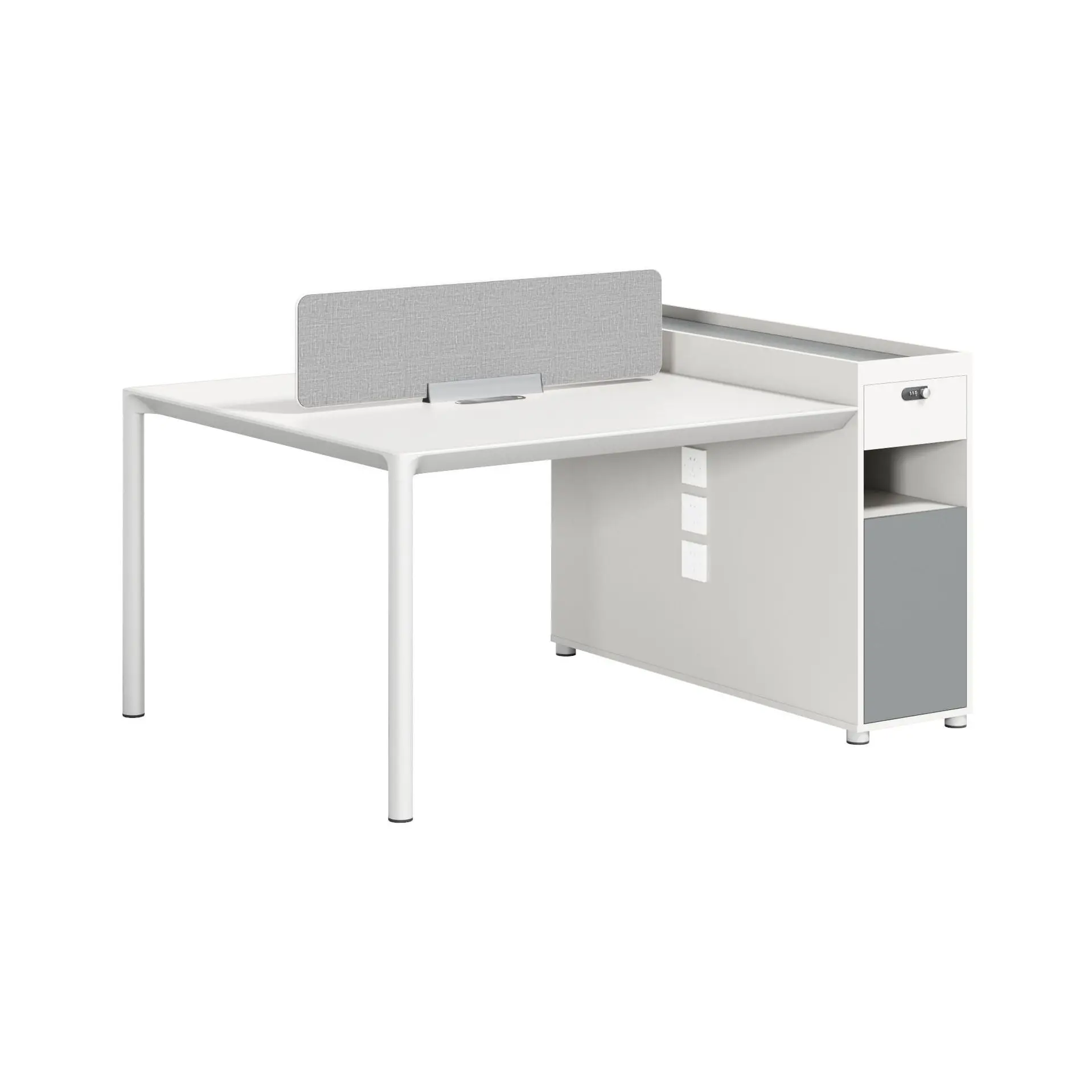 

White Office Desk Modern Design Computer Table Desk for 2~6 Seater Work Office Workstation with Cabinet