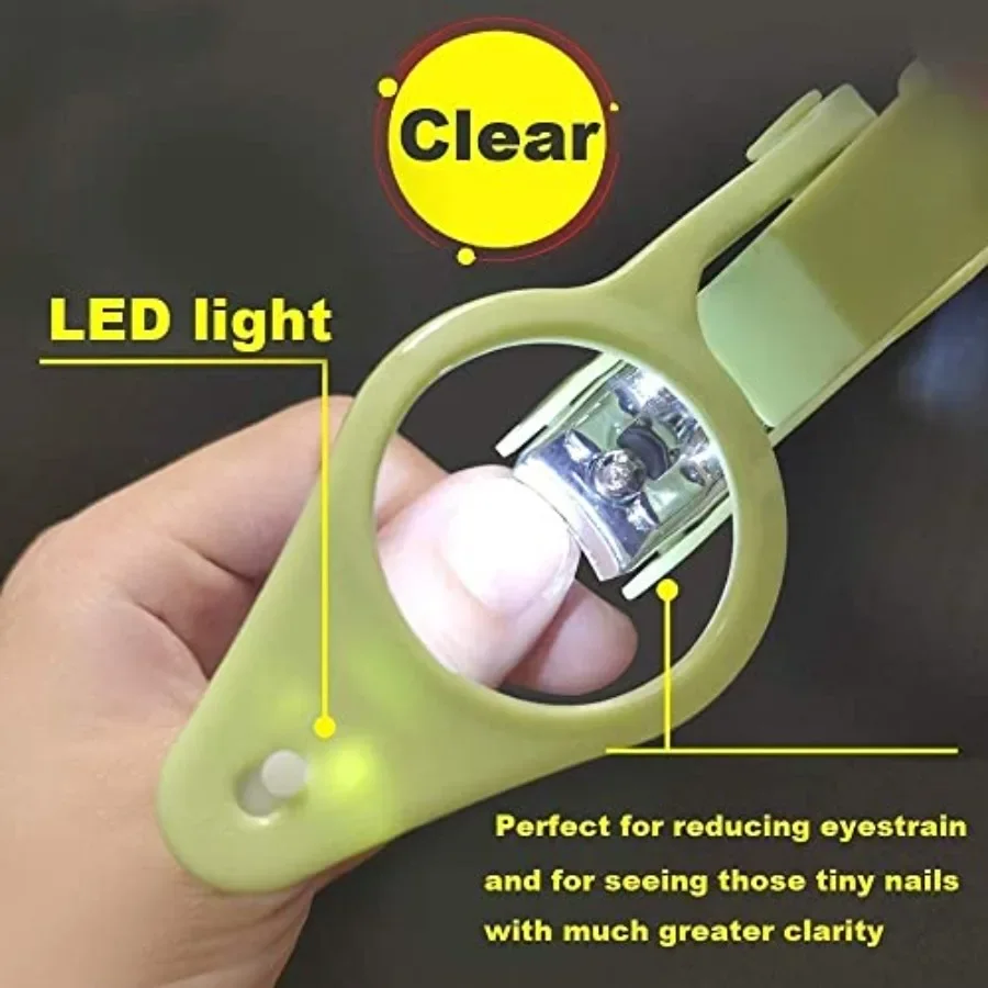Nail Clippers with FoldAway Magnifier and LED Light for Fingernails Toenails Care Ideal for Elderly Seniors Pets and Babies Red