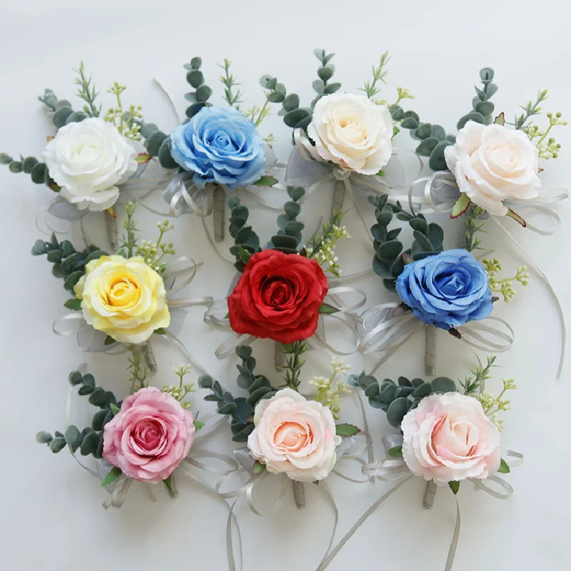 Corsage de Poignet de Mariage et Arrangement Boutonnière, Fournitures d'Invités Multicolores de Style Scandinave pour Célébration d'Affaires