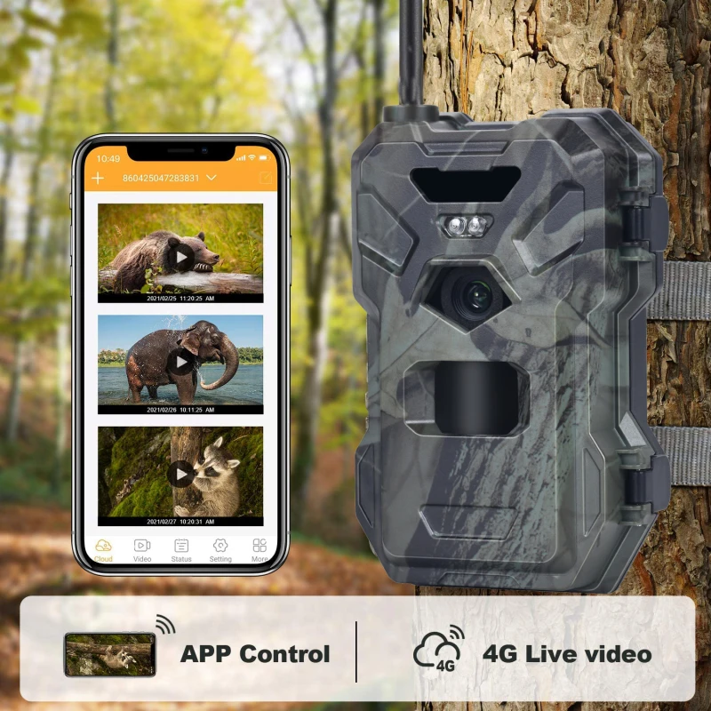 Outdoor 4G 30MP HD 2K APP Control Night Vision Trap Game 120 Degree Hunting Trail Cam Wireless Cellular Wildlife Camera Cam