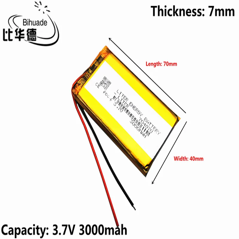 

Lithium Polymer Li-Po li ion 3.7V 3000mAh 704070 Rechargeable Battery Lipo cells For Electrograph PDA Portable Speaker toys