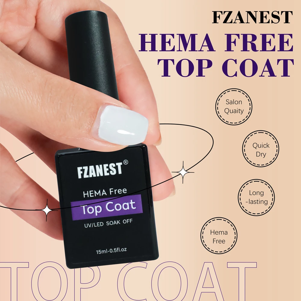 FZANEST HEMA-Couche de base et de finition en gel chromé, haute durabilité, sans lingette, cristal brillant, haute puissance de brillance, sans sac à dos