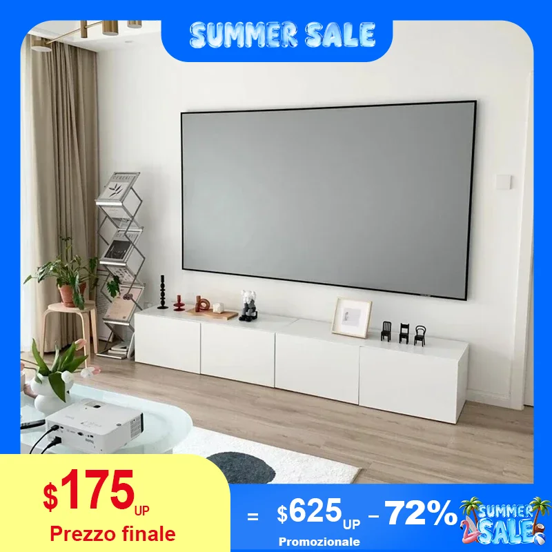

50-250 Inch ALR Grey Crystal Projector Screen Nano Optical 1CM Frame Projection For Long Throw Projector 4K 3D HD Curtain