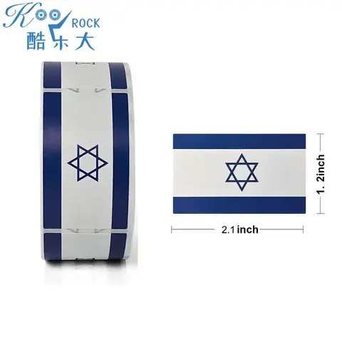 Bilashmart Israeli Flag Stickers 2.1x1.2 Inch - 500 Pcs Coated Paper Decals flag Labels for Laptops, Windows, Cars & More | Show Your Pride