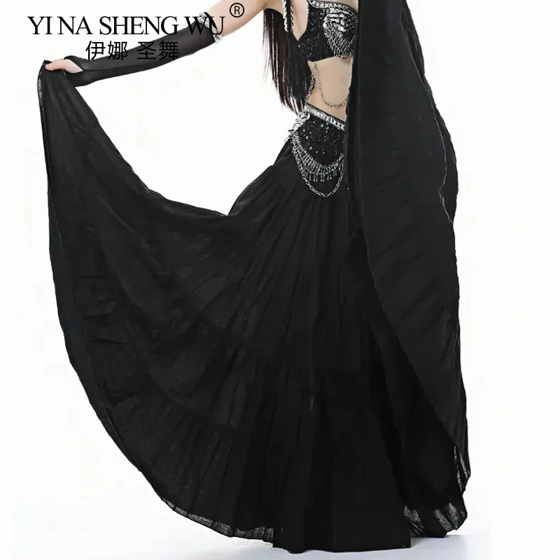 Nowy kostium do tańca brzucha Spódnice plemienne dla dorosłych kobiet Cygański taniec orientalny Lniana duża długa spódnica 720 stopni 12 kolorów