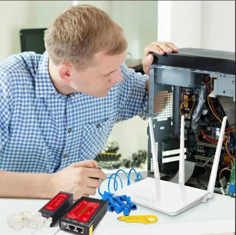 

Тестер сетевого кабеля NF-468CS, RJ45/RJ11/CAT5/CAT6/CAT5e/CAT6A/CAT7/POE Тестер непрерывности UTP/STP Кабельная карта Ethernet