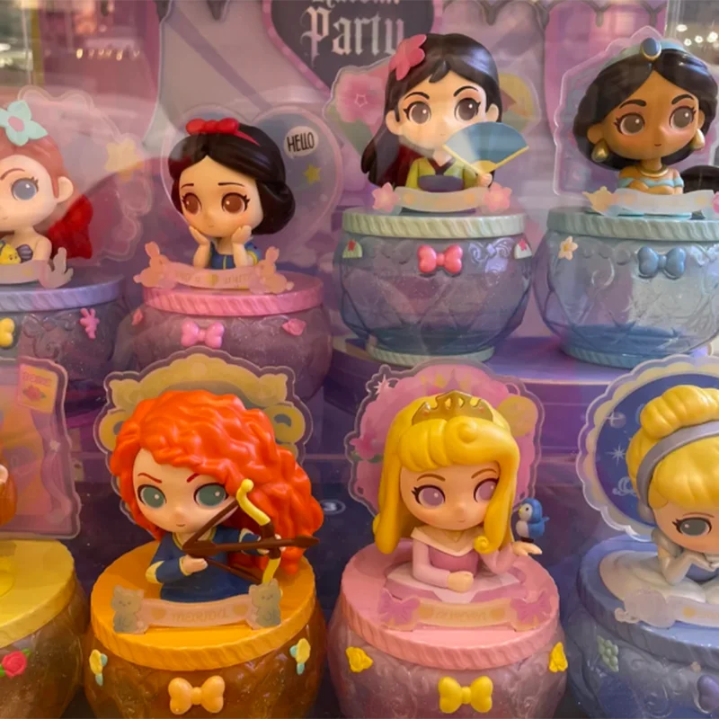 Disney Super cute Princess Dream Flower Series Jewelry Box Lovely Snow White Aurora Ariel Belle Action Figure Doll Toys Gifts