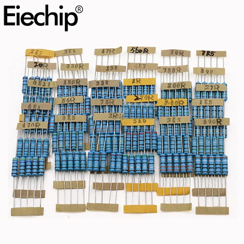 150pcs/lot 2W 0.5W Metal Film Resistor kit 0.1R~750R 1K~820K ohm 30 value assorted resistor pack set diy Set of resistors