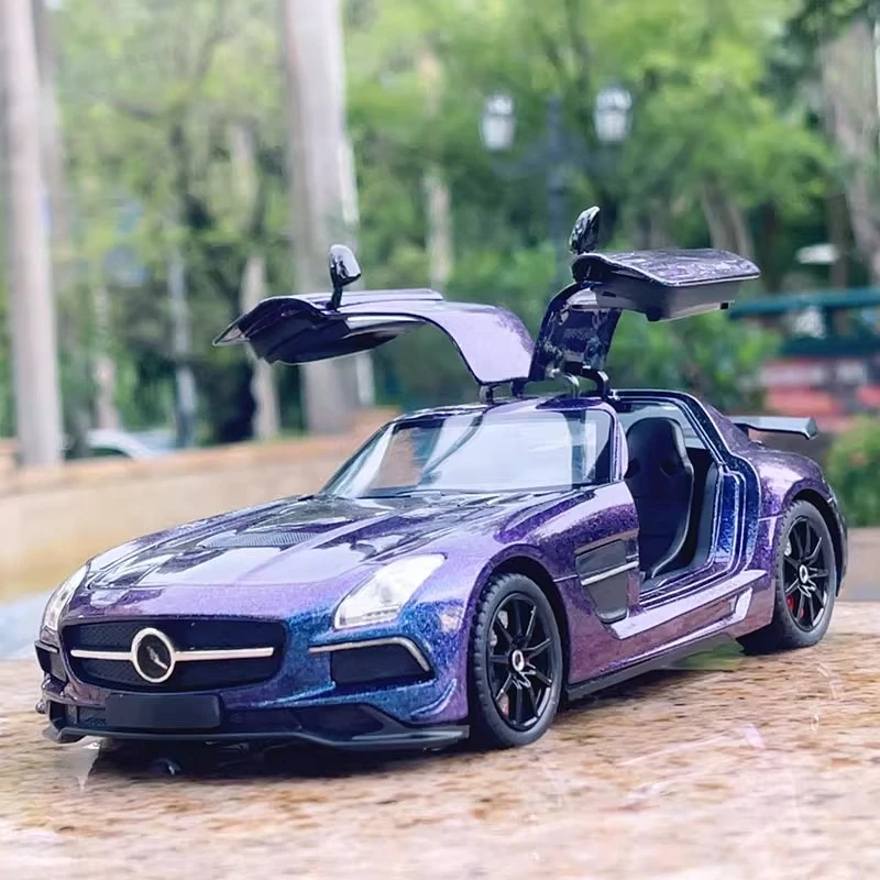 

1:24 SLS Alloy Sports Car Model Diecasts Metal Vehicles Car Model High Simulation Sound and Light Collection Childrens Toys Gift