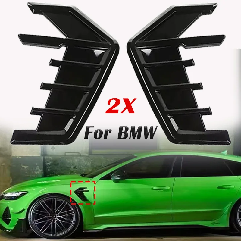 2pcs Car Air Flow Fender Hood  Cover TrimSide Wing Decals Body Shark Gill   For BMW 4 Series F32 F33 F36 G22 G23 G26 2014-2025