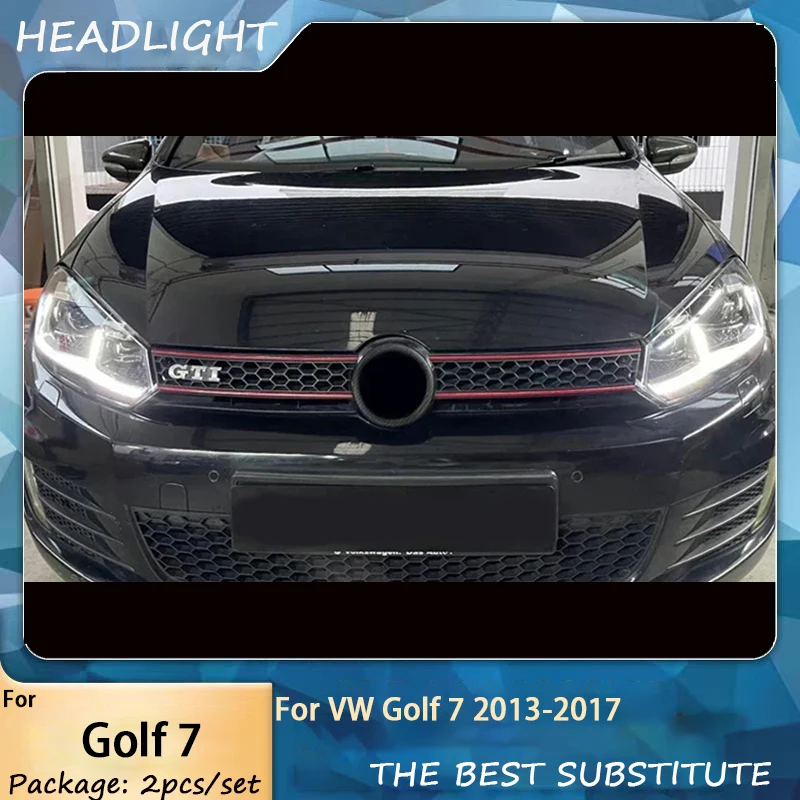 2 PCS For Golf 7 2013-2017 MK7 Upgrade 7.5 Design LED Auto Headlights Assembly DRL Bifocal Lens Lamp Accessories