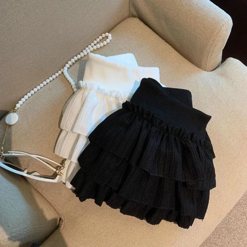 Sweet Puffy Cake Skirts for Women High Waist Patchwork Lolita Mini Skirt Y2K Summer Kawaii Preppy All Match A Line Skirts