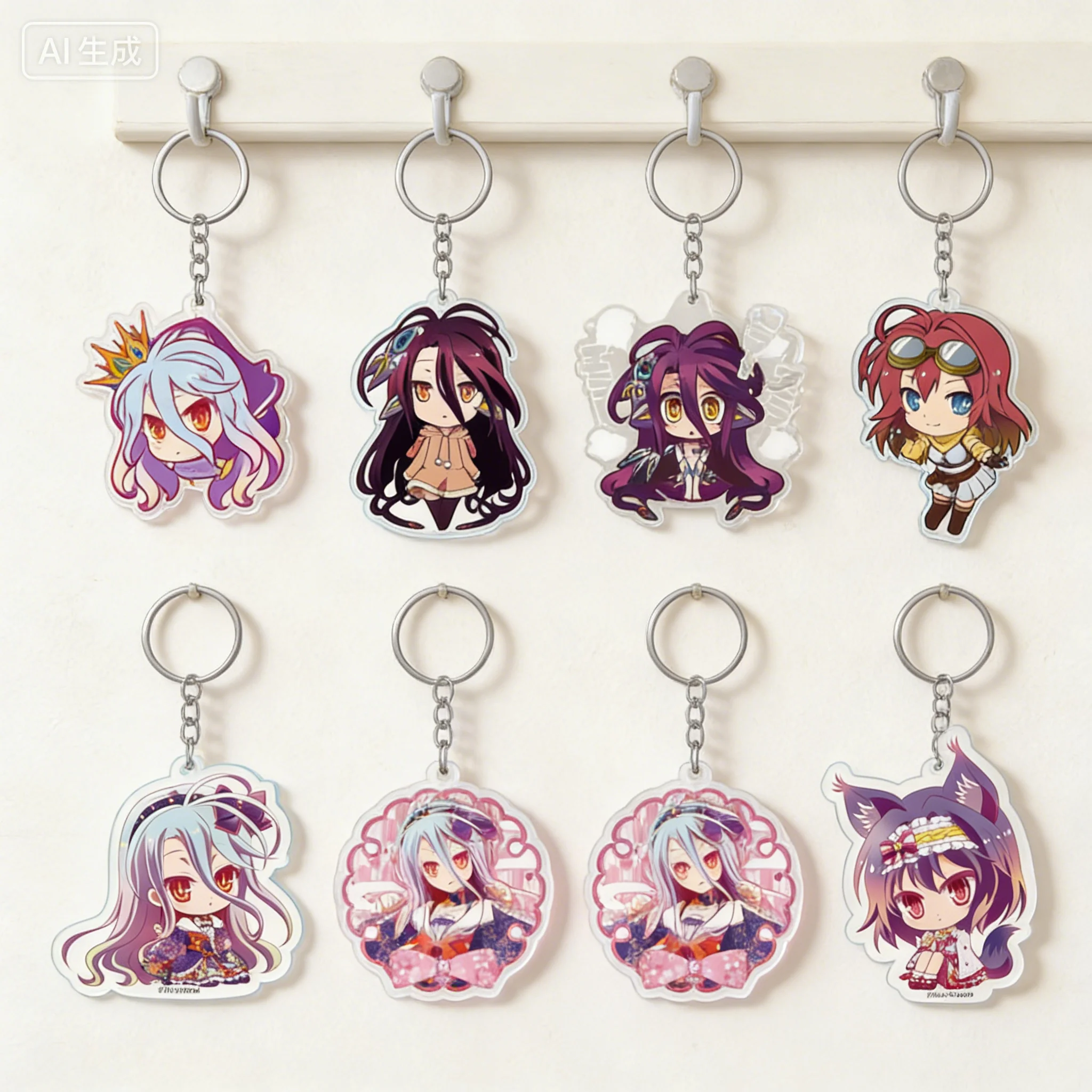 Anime NO GAME NO LIFE Sora Schwi Dola Petitcolle Series Q-style Acrylic Pendant Keychains Bag Decorations