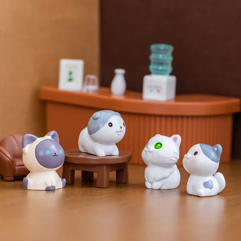 New Figurine Miniature Cartoon Cat Micro Landscape Resin Ornaments For Home Decorations Cute Kitten Desktop Room Decoration