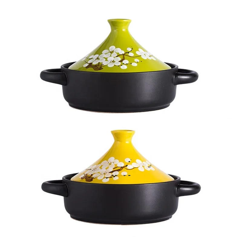Kitchenware Flavor Keeping Cooking Mini Soup Saucepan Moroccan Ceramic Tower Gold Casserole with Lid