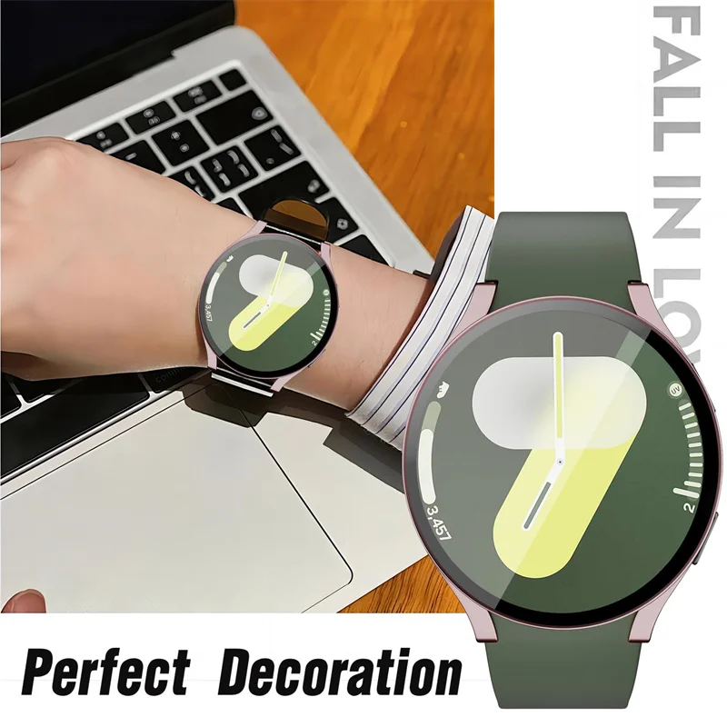 Tempered Glass+Case+Silicone Strap For Samsung Galaxy Watch 7 6 5 4 40mm 44mm 2 pack PC Screen Protective Cover Galaxy Watch 6 7