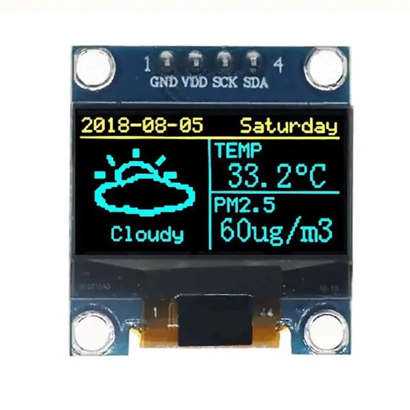 0.96" OLED LCD Module I2C SSD1315 128X64 0.96 Inch White/Blue/Yellow+Blue 5V/3.3V OLED Display for Arduino