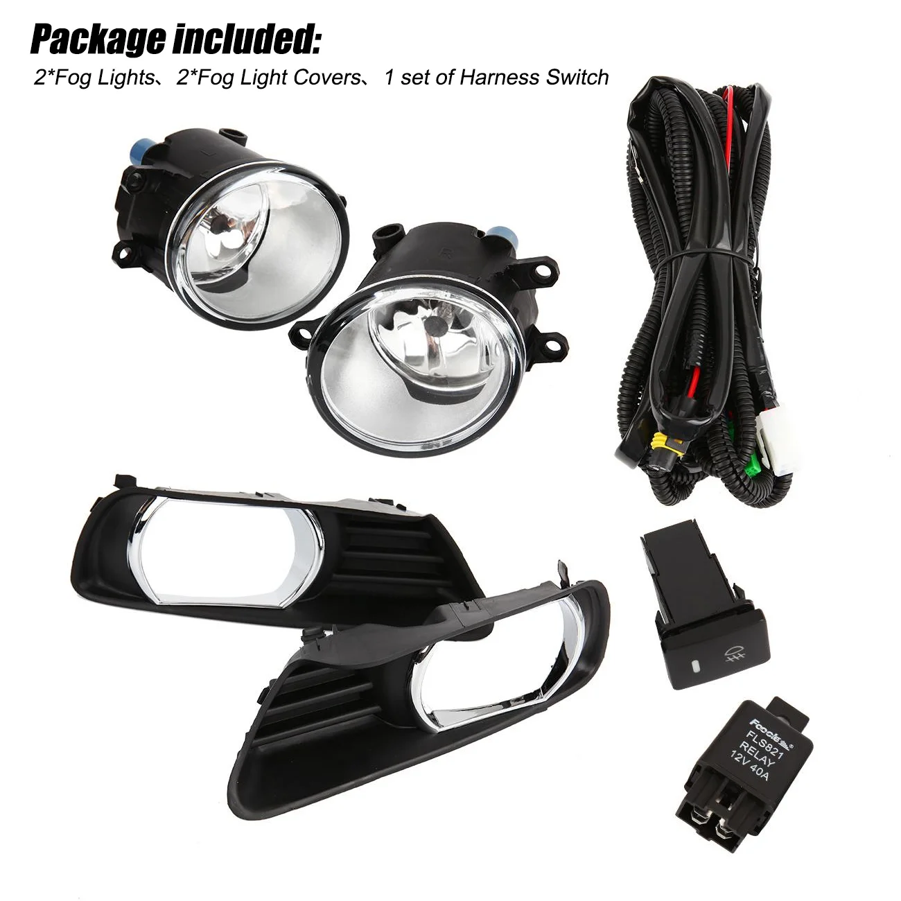 1 Pair Car Fog Lamp for Toyota Camry 2007 2008 2009 Front Bumper Driving Grille Fog Light Cover w/ Harness Switch+Wiring KIT