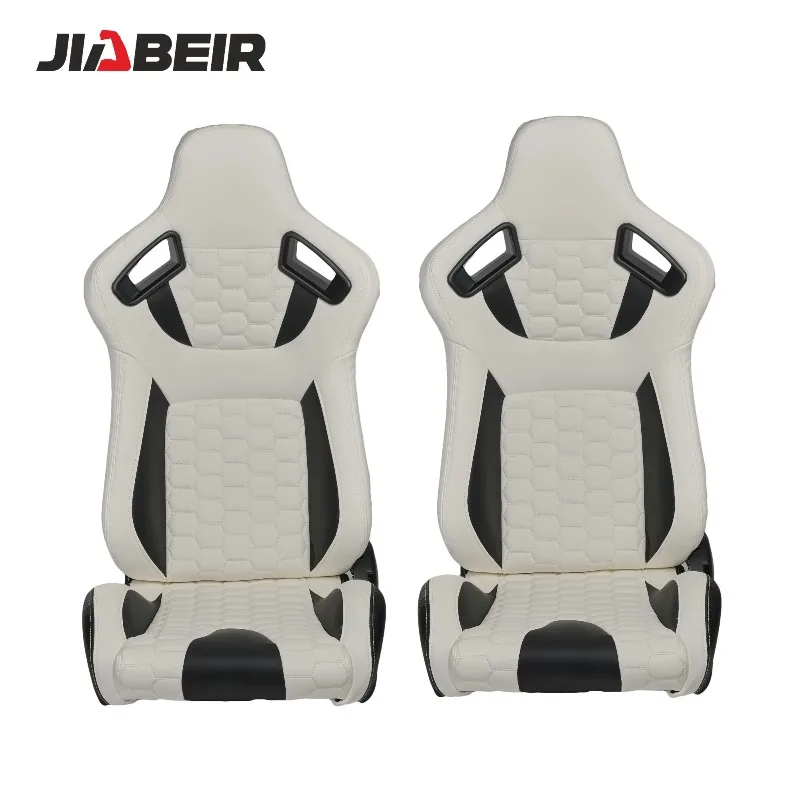 2pcs White PVC Adjustable Universal Car Bucket Racing Seats