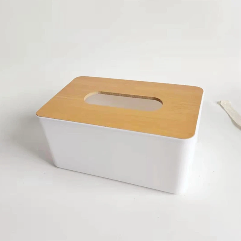 Caja de pañuelos con cubierta de madera Simple, cajón de almacenamiento de papel, Control remoto para el hogar y el coche