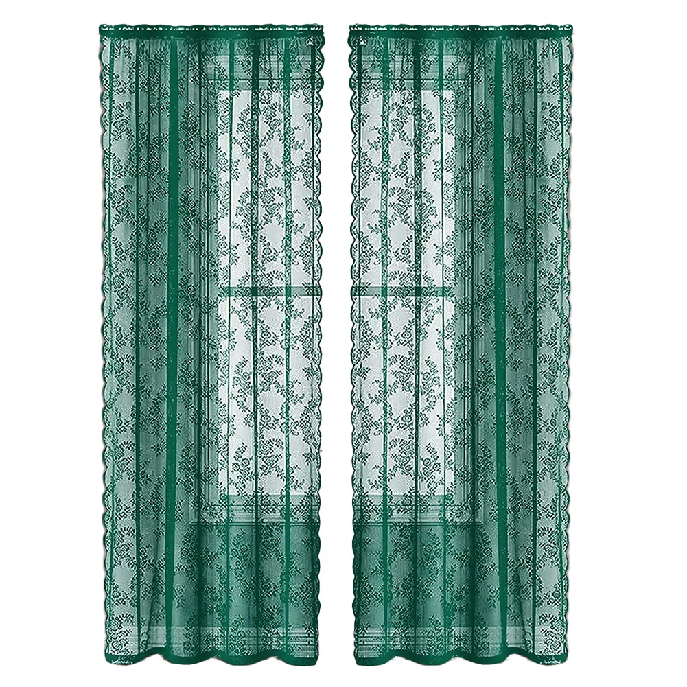 Beautiful Lace Curtain Green Lace Curtain Home Decor Window Decoration Privacy Protection Vivid Green Color Easy Installation