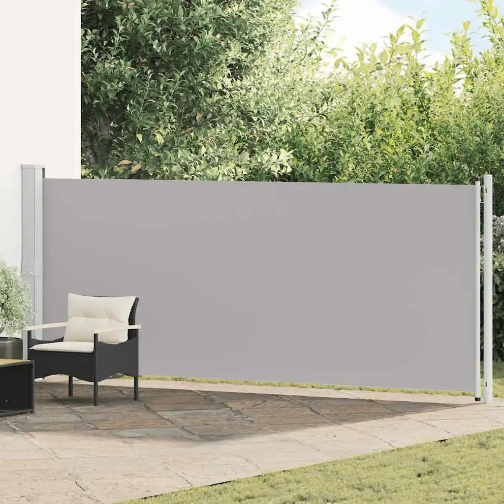 Einziehbare Seitenmarkise 600x160 cm Grau Garten-Sichtschutz Windschutz Seitenbarriere für Terrasse Balkon Außenbereich Raumteiler
