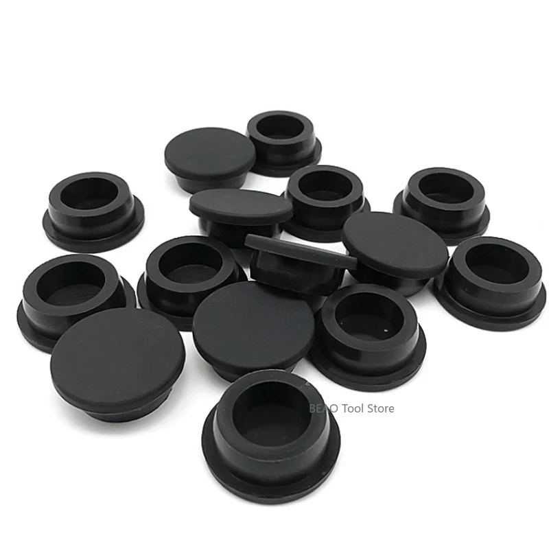 블랙 실리콘 스토퍼 원형 구멍 차단 고무 튜브 플러그 먼지 플러그 캡 6.8~68.6mm