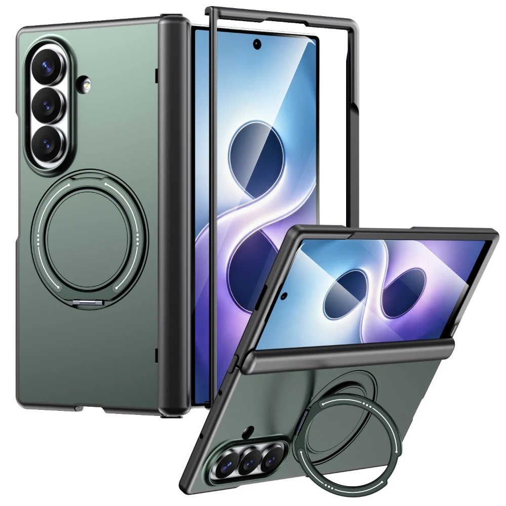 For Samsung Galaxy Z Fold 8 7 Ultra Case Magnetic Ring Invisible Metal Kickstand Hinge Full Protection Shockproof Phone Cover