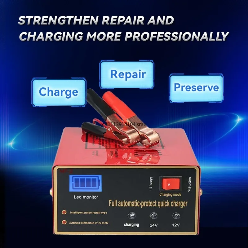 12‑24V Pulse Smart Storage Battery Charger Automatic Repair Maintainer For Car Motorcycle Battery For Auto & Motorcycle parts