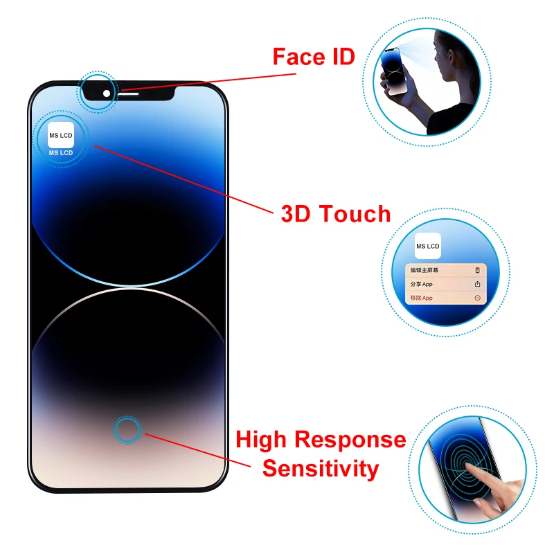 Pantalla OLED para iPhone 13 Pro Display 13 LCD Face ID Piezas de Repuesto True Tone para iPhone 13 Pro Max LCD incell 13Mini Display 5