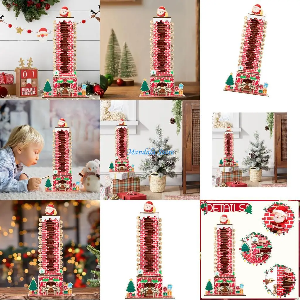 

U2JC Christmas Countdown Calendar Santa Chimney Decoration Family Ornament