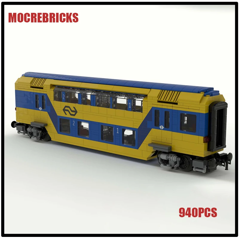 

Creative Idea Railway Station Modern City Double Carriage Trains Sets MOC Building Blocks Assembly Model Bricks Kid's Toys