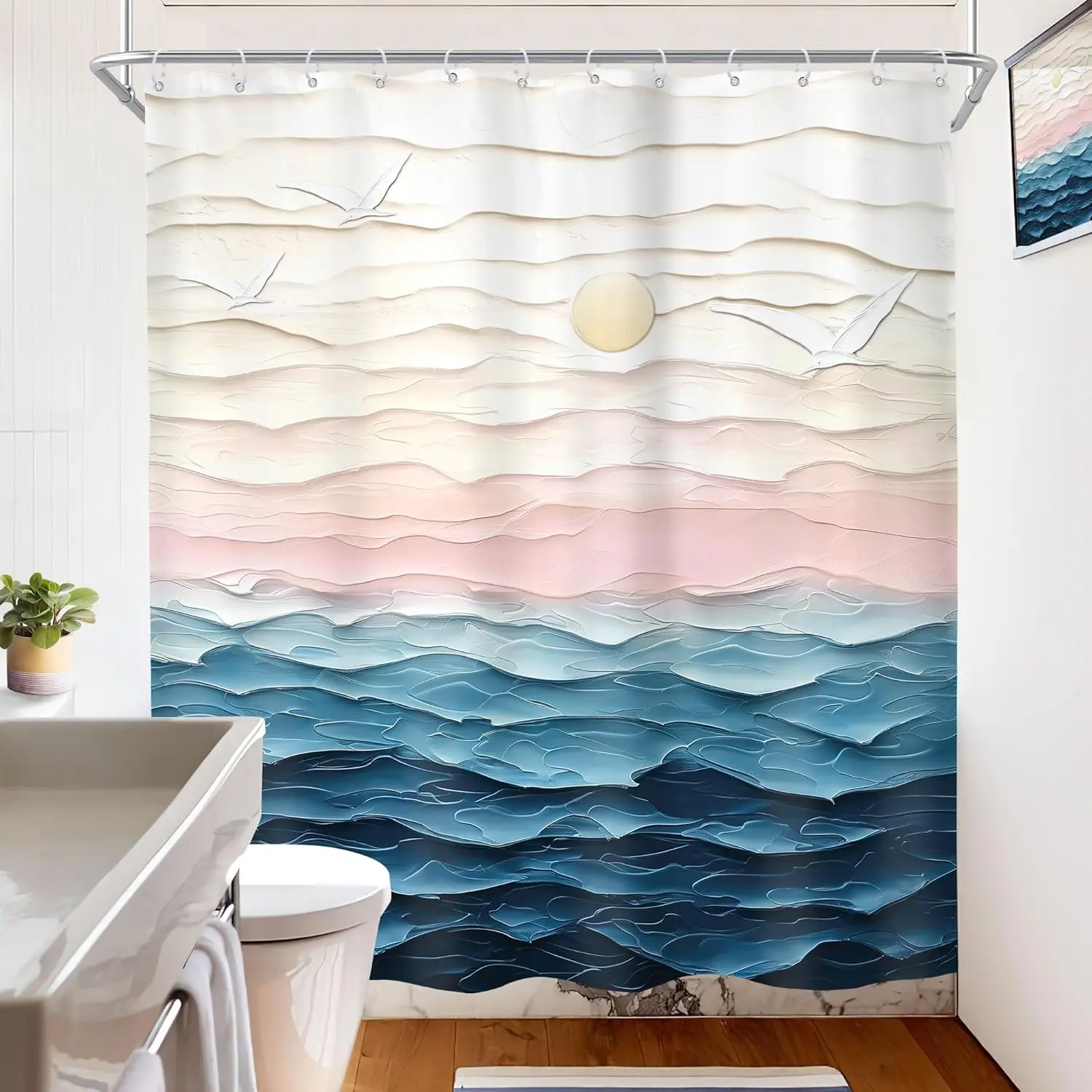 مجردة الأزرق شاطئ دش الستار النفط اللوحة المحيط موجة البحر الوردي الأصفر غروب الشمس شروق الشمس الصيف هاواي مشهد الطبيعة النسيج