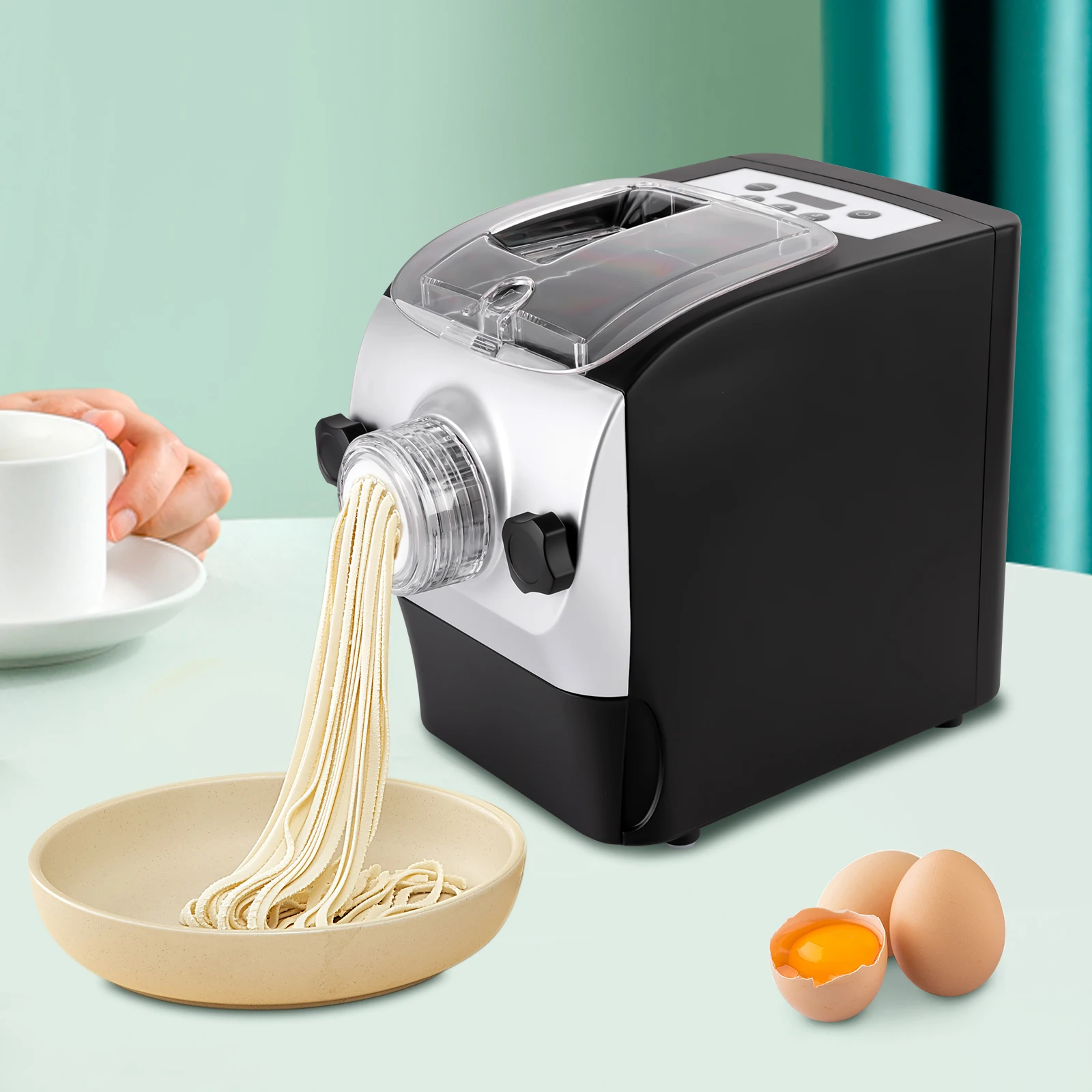 

260W Electric Pasta Maker Machine Low Noise Automatic Noodle Maker with LCD Display for Kitchen 8 Different Pasta Shapes