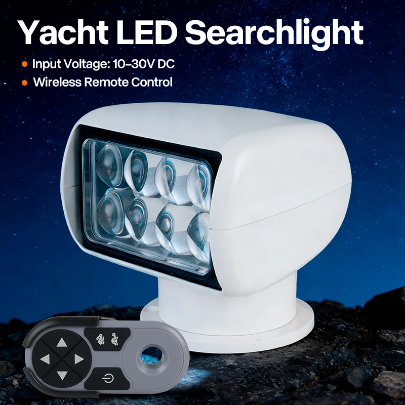 Marine LED Remote Control Searchlight 25W Boat Yacht Spotlight 10 30V 360 Degree Rotating Waterproof IP65