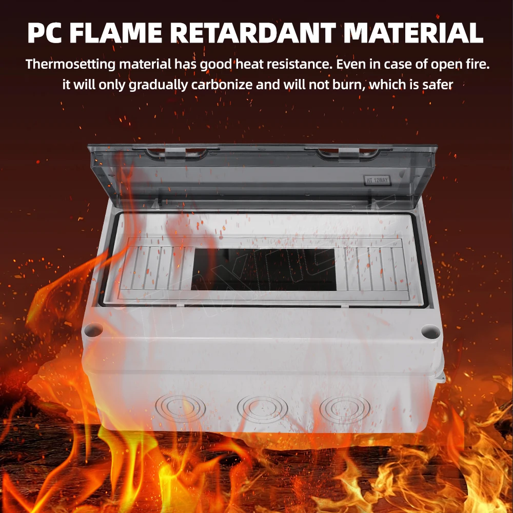 HT IP65 Outdoor Waterproof Electrical Distribution Box 2 3 5 8 12 15 18 24 Ways MCB Switch Meter PC Plastic Junction Wire Box