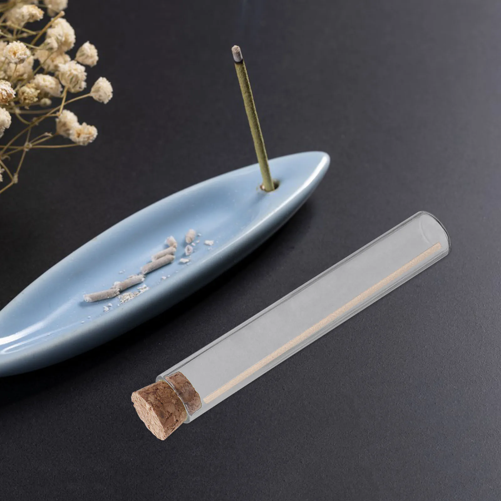 

40Pcs Incense Bottle Transparent Glass Test Tube with Cork Lid Flat Bottom Storage for Aromatherapy Home Decor Sandalwood