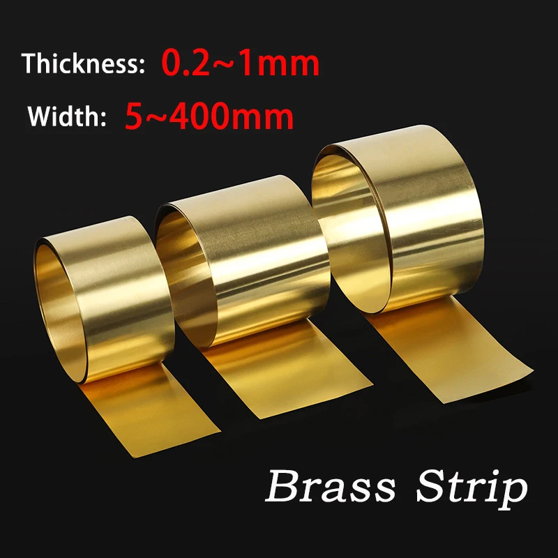 

1 Meter Thickness: 0.2/0.3/0.4/0.5mm Width: 5~400mm Brass Strip Thickness Brass Sheet Gold Film Brass Foil