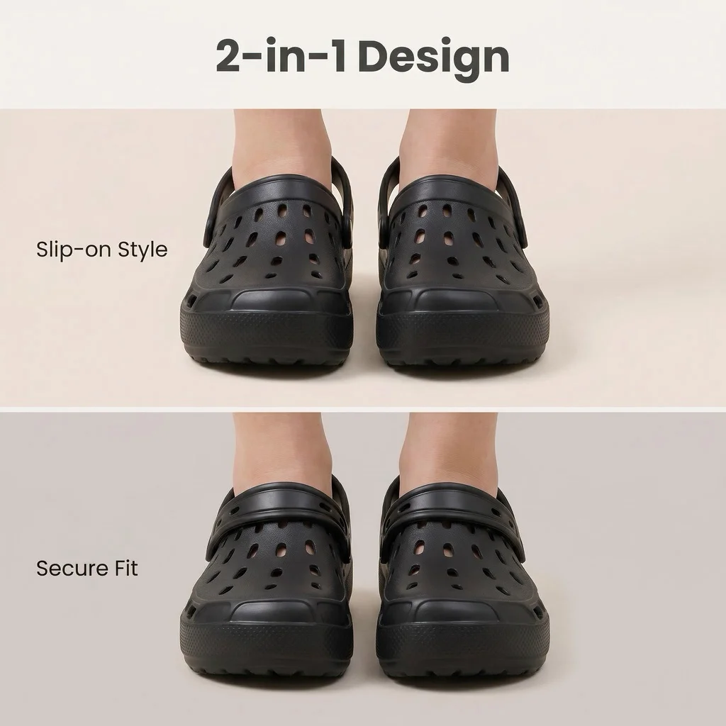 Atmungsaktive, hohle EVA-Herrensandalen, Slip-On-Freizeitschuhe, verstellbarer Riemen, leichte, rutschfeste Schuhe – Detail 6