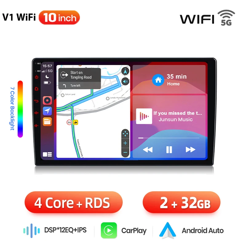 Junsun Draadloze CarPlay Android 14 Autoradio voor Mercedes Benz Vito W447 2014-2020 2Din Touchscreen GPS Navigator DSP 8-Kern Stuurwielbediening RDS 4G WiFi DAB+ 3 Jaar Garantie 7 Dagen Gratis Retour