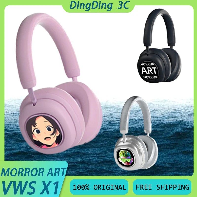 MORCOR ART VWS X1 Wireless Headphone With 6Mics Noise Reduction Bluetooth 5.4 Long Battery Life OLED Screen Custom Music Headset