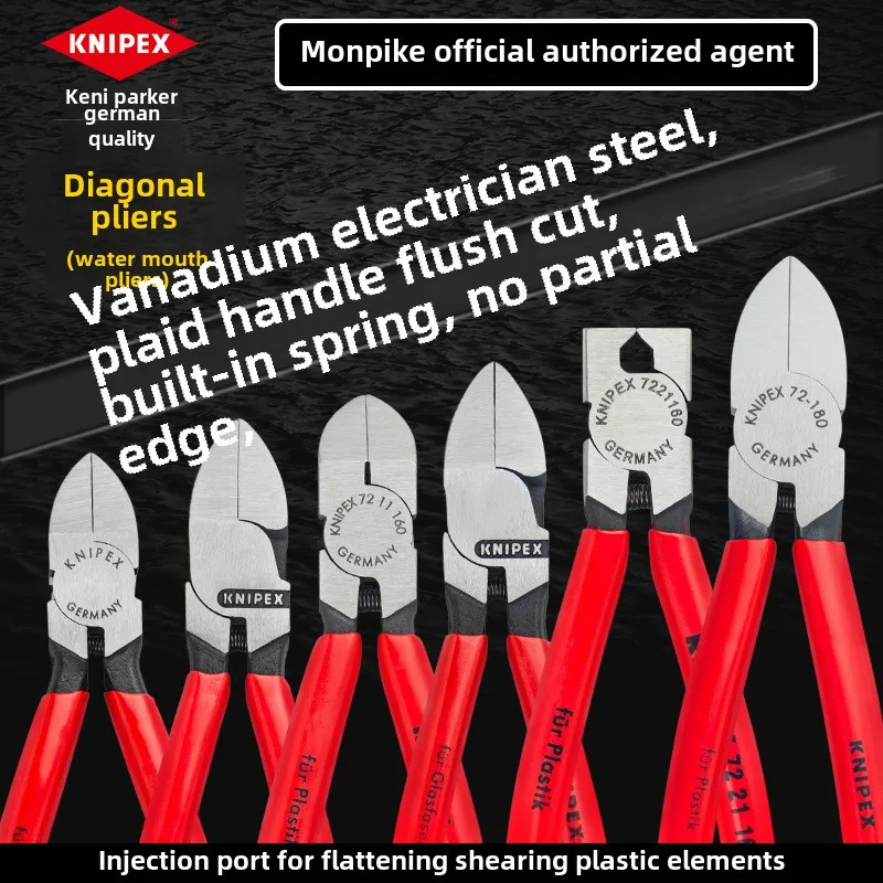 KNIPEX Water Pump Pliers Plastic Cutting Pliers Fiber Optic Flat Jaw 7251160 German Import