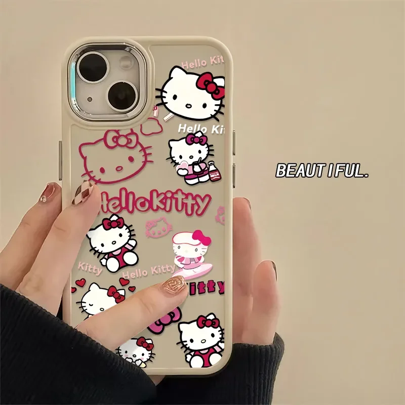 NOWE etui na telefon Sanrio Hello Kitty Kawaii do iPhone\'a 16 15 14 13 12 11 ProMax XR XS MAX 7 8 Plus Cute Cartoon Cover Y2K PINK Girl