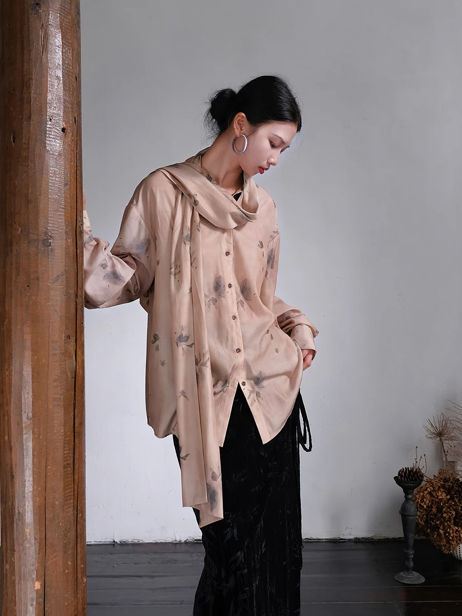 

Новый 943 райский китайский свободный простой высококачественный шарф с принтом irt винтажный свободный Sa осень-зима Новое поступление